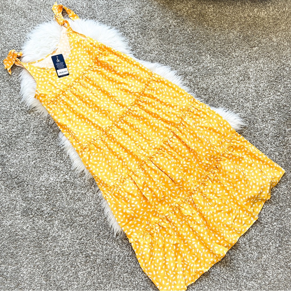 NWT Boutique | Multi Tier Yellow Dot Dress - Picture 2 of 5